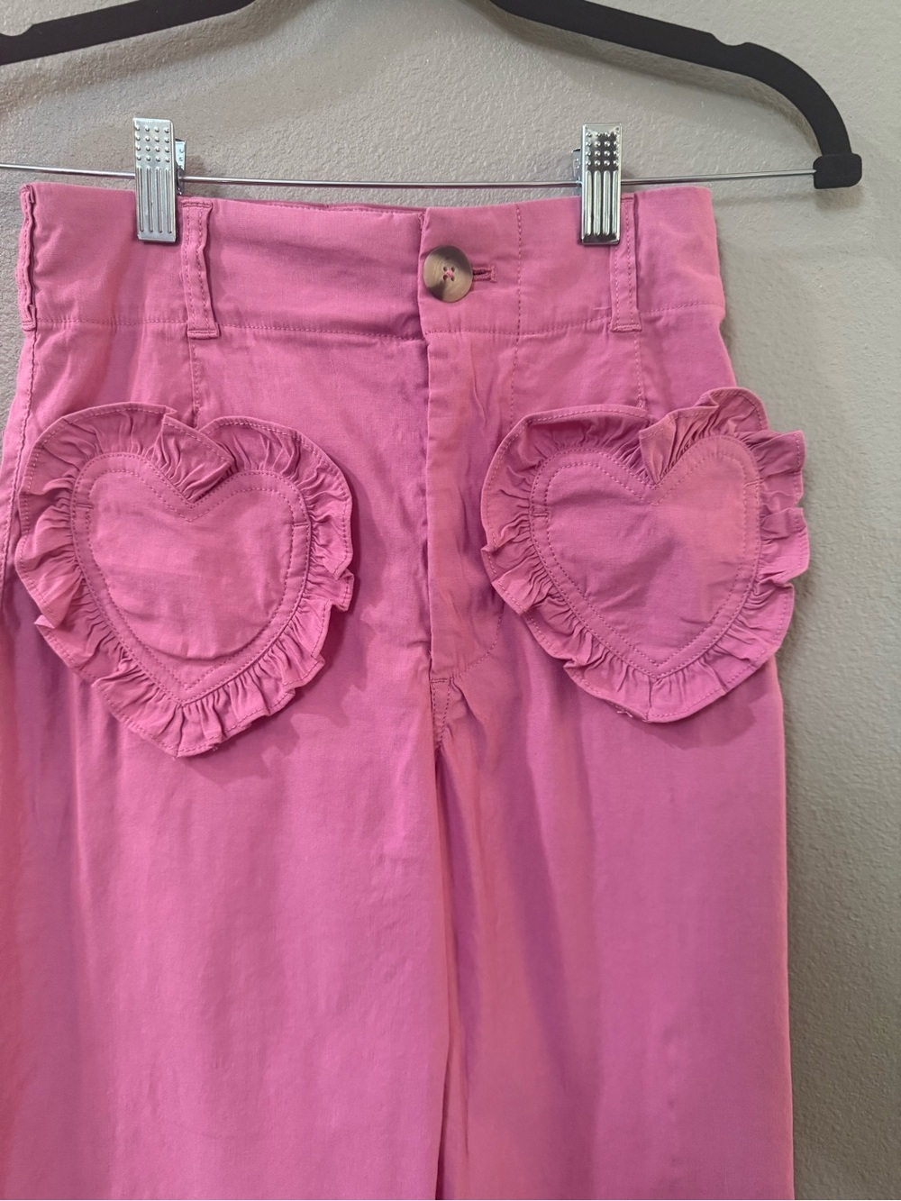 Colette Heart Pocket Cropped Wide Leg Pants by Maeve 25 Pink - Picture 4 of 6